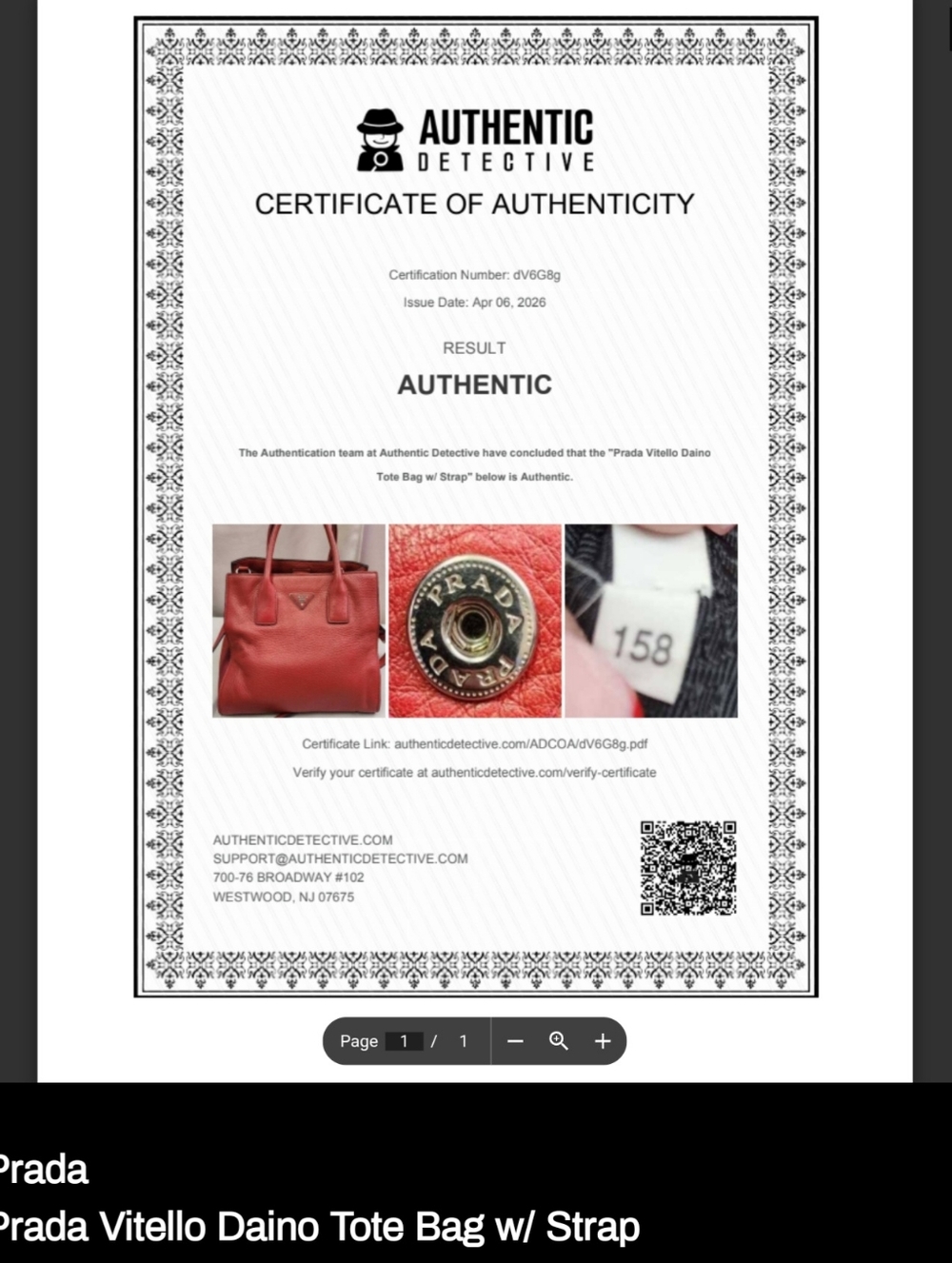 Authentic Prada Vitello Daino pebbled leather 2-way Bag With Digital COA - Picture 2 of 13